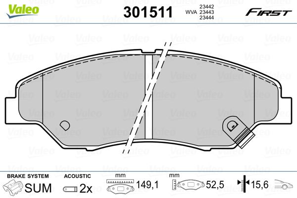 VALEO 301511 Brake Pad Set, disc brake