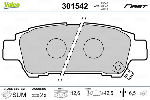 VALEO 301542 Brake Pad Set, disc brake
