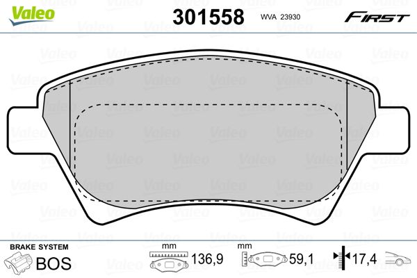 VALEO 301558 Brake Pad Set, disc brake