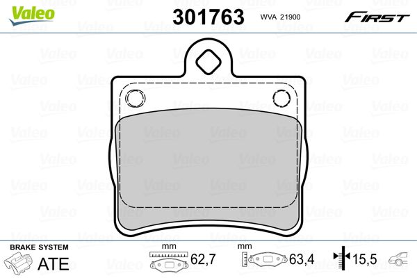 VALEO 301763 Brake Pad Set, disc brake