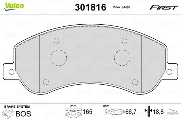 VALEO 301816 Brake Pad Set, disc brake