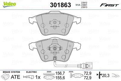 Brake Pad Set, disc brake VALEO 301863