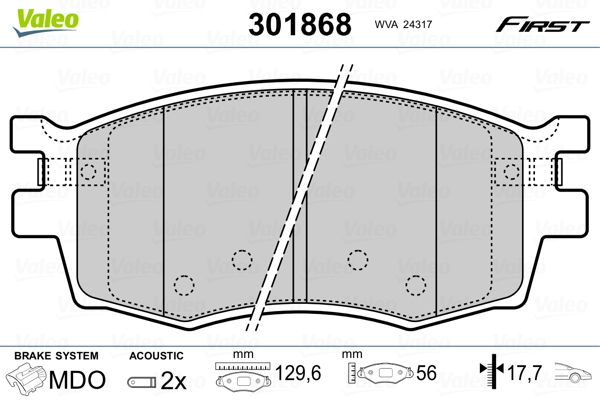 VALEO 301868 Brake Pad Set, disc brake