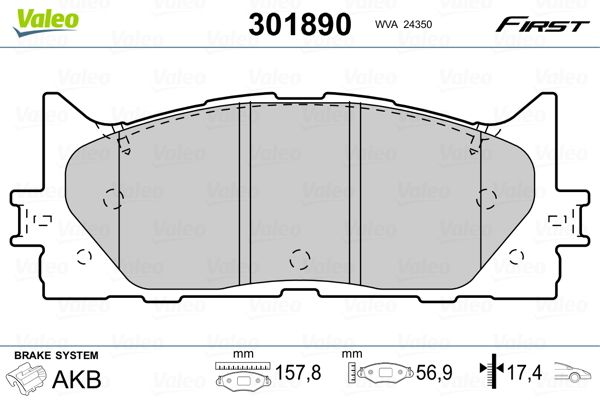 VALEO 301890 Brake Pad Set, disc brake