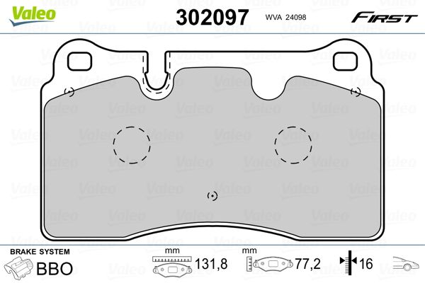 VALEO 302097 Brake Pad Set, disc brake