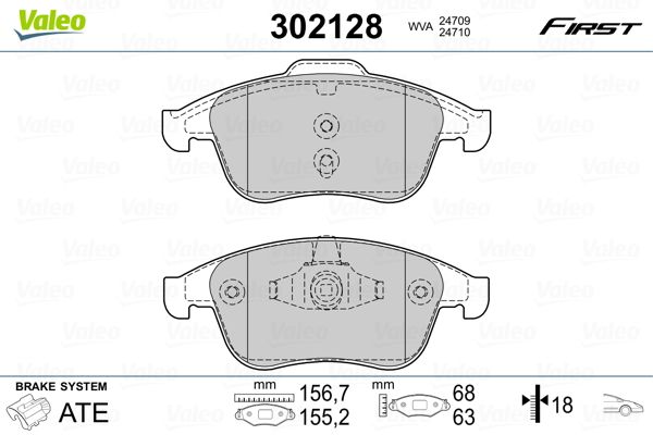 VALEO 302128 Brake Pad Set, disc brake