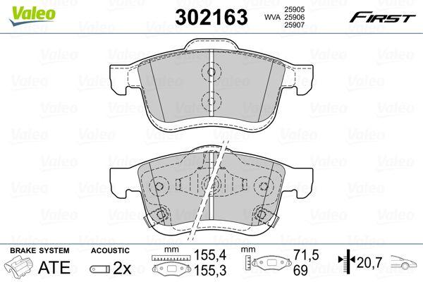 VALEO 302163 Brake Pad Set, disc brake