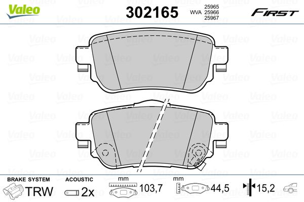 VALEO 302165 Brake Pad Set, disc brake
