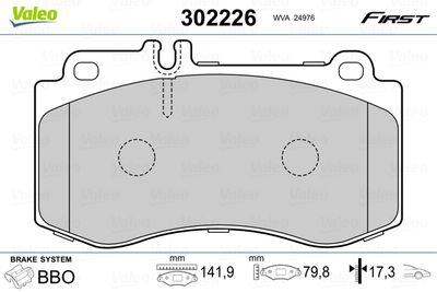 Brake Pad Set, disc brake VALEO 302226