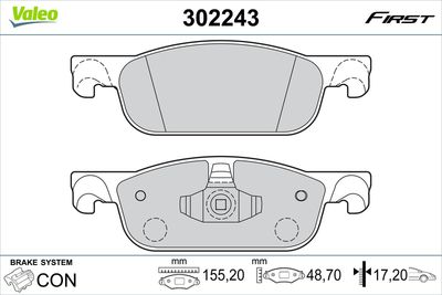 Brake Pad Set, disc brake VALEO 302243