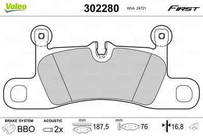 Brake Pad Set, disc brake VALEO 302280
