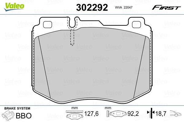 VALEO 302292 Brake Pad Set, disc brake