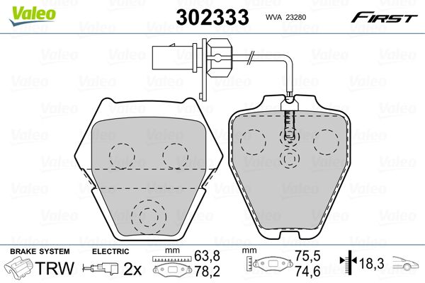 VALEO 302333 Brake Pad Set, disc brake