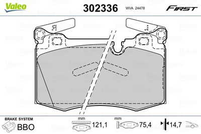Brake Pad Set, disc brake VALEO 302336