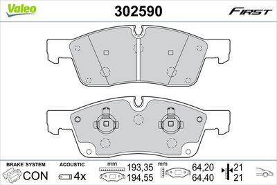 Brake Pad Set, disc brake VALEO 302590