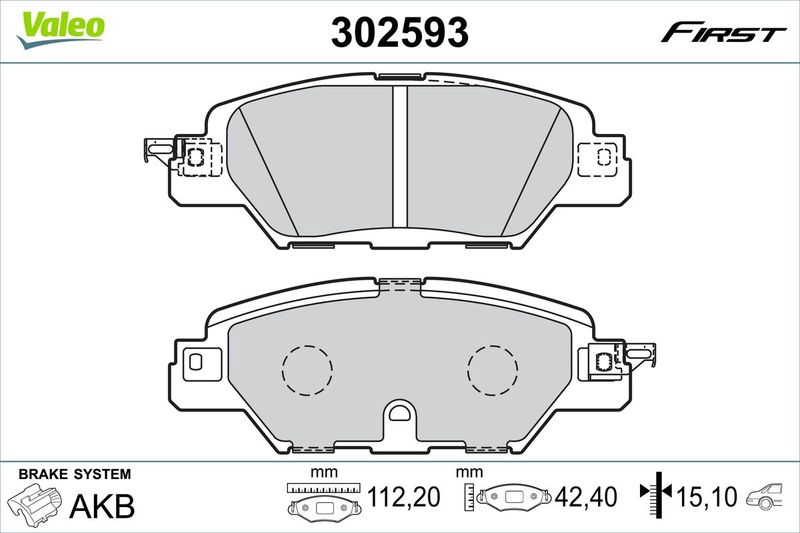 VALEO 302593 Brake Pad Set, disc brake