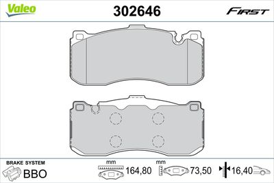 Brake Pad Set, disc brake VALEO 302646