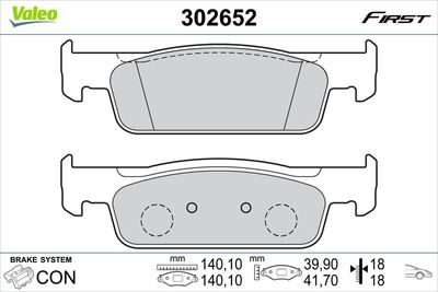 Brake Pad Set, disc brake VALEO 302652