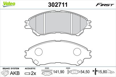 Brake Pad Set, disc brake VALEO 302711