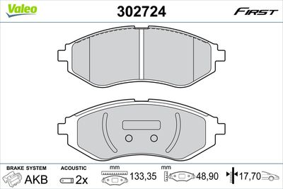 Brake Pad Set, disc brake VALEO 302724