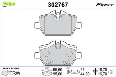 Brake Pad Set, disc brake VALEO 302767