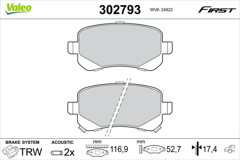 VALEO 302793 Brake Pad Set, disc brake