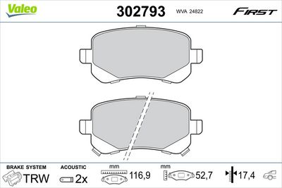 Brake Pad Set, disc brake VALEO 302793