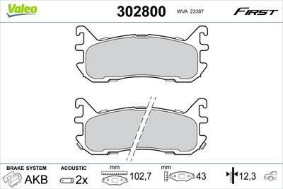 Brake Pad Set, disc brake VALEO 302800