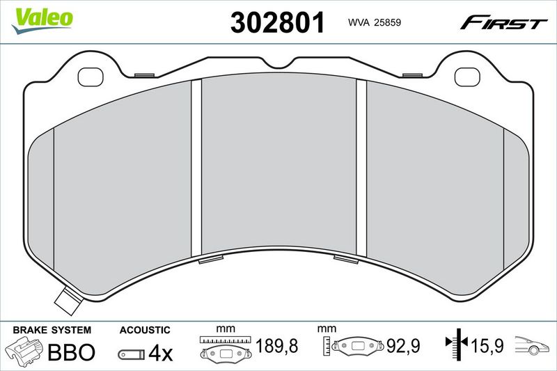 VALEO 302801 Brake Pad Set, disc brake