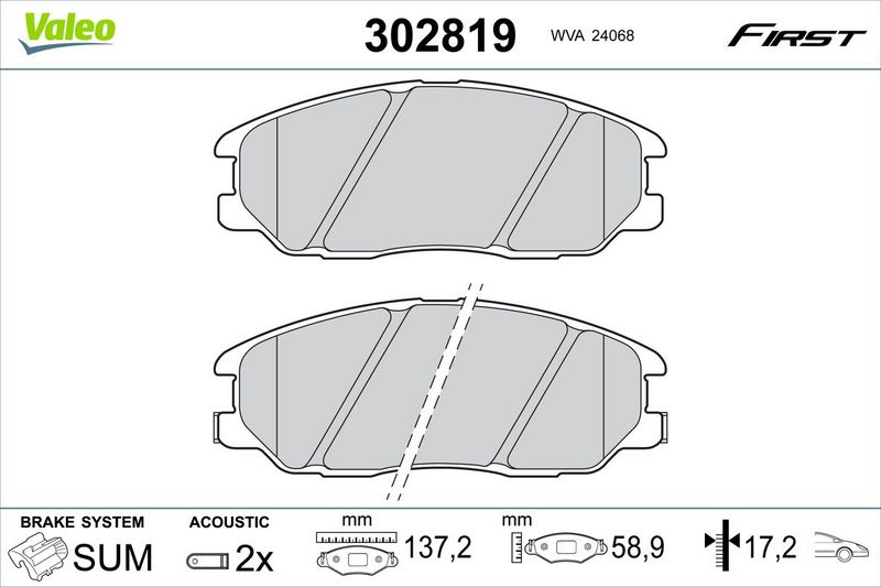 VALEO 302819 Brake Pad Set, disc brake