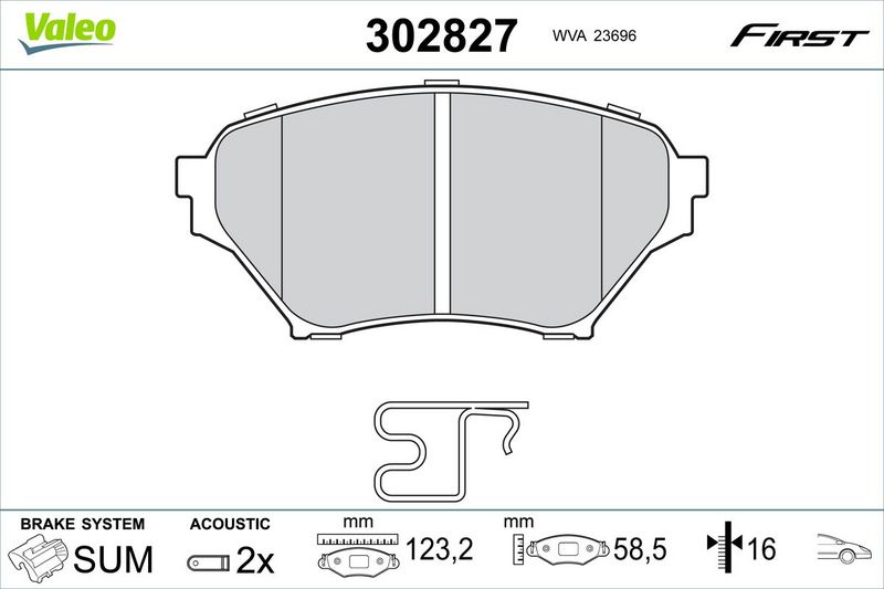 VALEO 302827 Brake Pad Set, disc brake