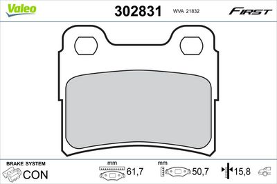 Brake Pad Set, disc brake VALEO 302831