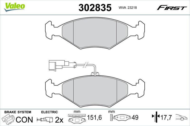 VALEO 302835 Brake Pad Set, disc brake