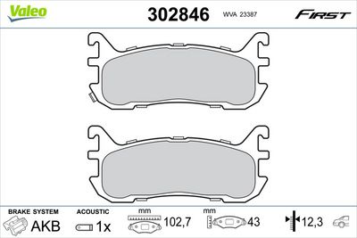 Brake Pad Set, disc brake VALEO 302846