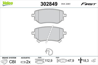 Brake Pad Set, disc brake VALEO 302849