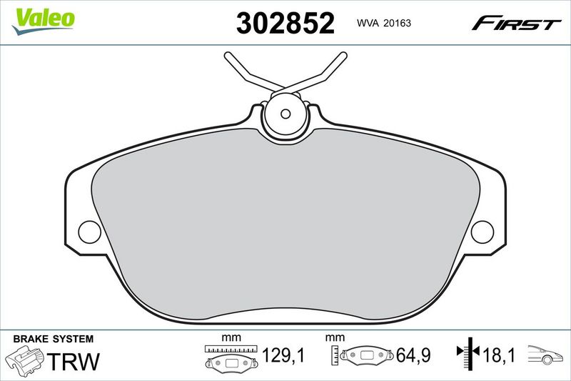 VALEO 302852 Brake Pad Set, disc brake