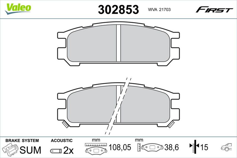 VALEO 302853 Brake Pad Set, disc brake