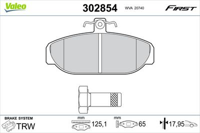 Brake Pad Set, disc brake VALEO 302854