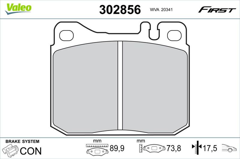 VALEO 302856 Brake Pad Set, disc brake
