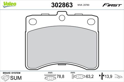 Brake Pad Set, disc brake VALEO 302863