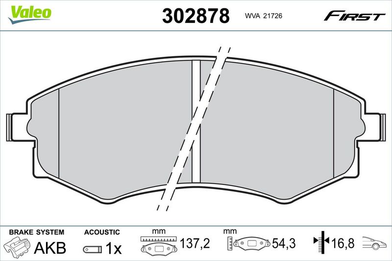 VALEO 302878 Brake Pad Set, disc brake