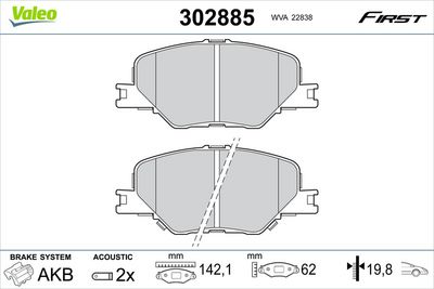 Brake Pad Set, disc brake VALEO 302885