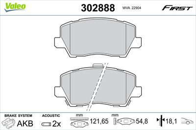 Brake Pad Set, disc brake VALEO 302888