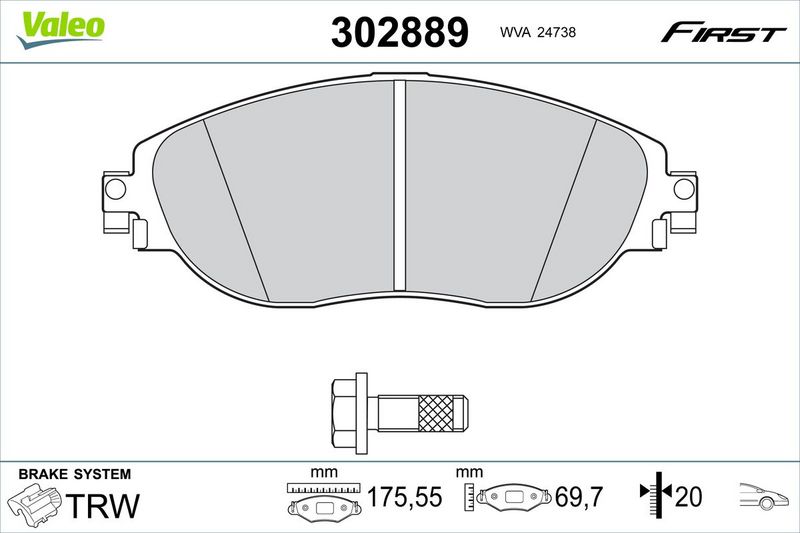 VALEO 302889 Brake Pad Set, disc brake
