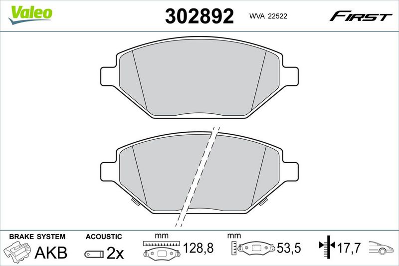 VALEO 302892 Brake Pad Set, disc brake
