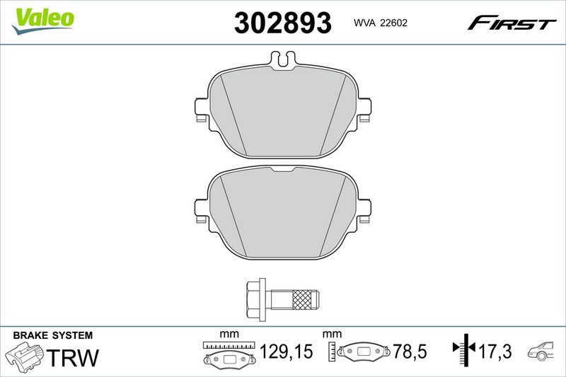 VALEO 302893 Brake Pad Set, disc brake