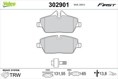 Brake Pad Set, disc brake VALEO 302901