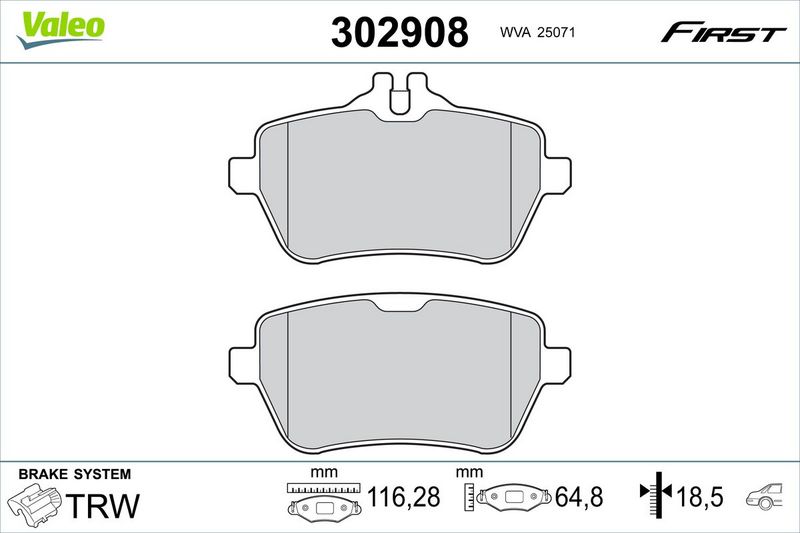 VALEO 302908 Brake Pad Set, disc brake