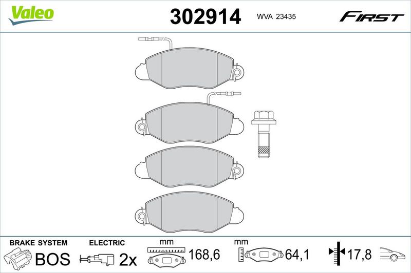 VALEO 302914 Brake Pad Set, disc brake