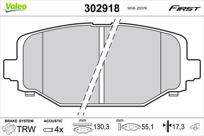 Brake Pad Set, disc brake VALEO 302918